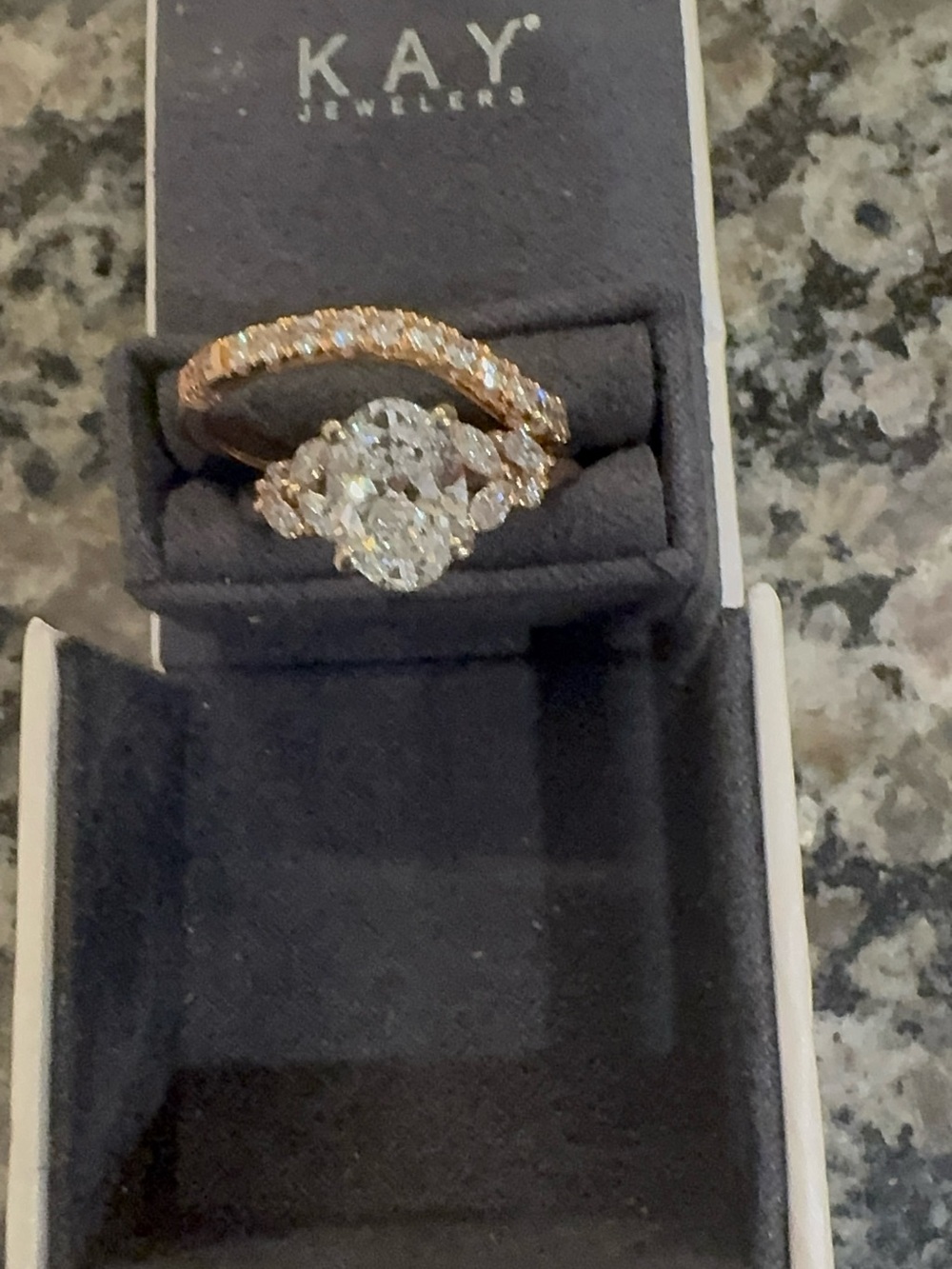 Kay Jewelers Rose Gold Diamond Halo Engagement Set with Pave Band